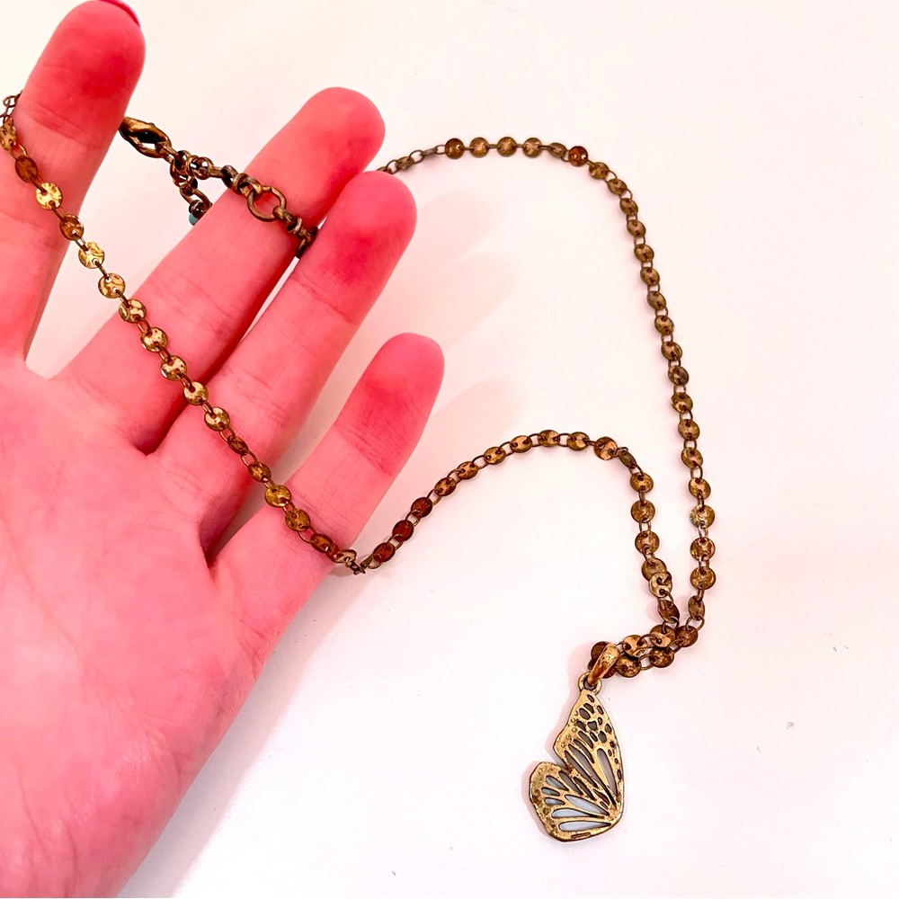 LUCKY BRAND Fairy Core Butterfly Copper Tone Boho Fall Autumn Whisical Necklace - Picture 1 of 7